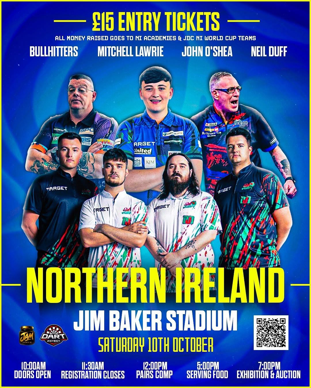 Poster for Darts Exhibition – BullHitters, Mitchell Lawrie, John O’Shea & Neil Duff